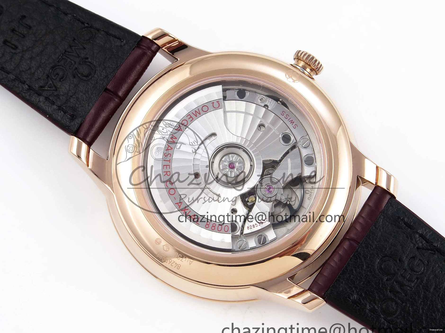 0121 Modern De Ville Date RG MKF 1:1 Best Edition White Textured Dial Roman Marker on Brown Leather Strap A 7752